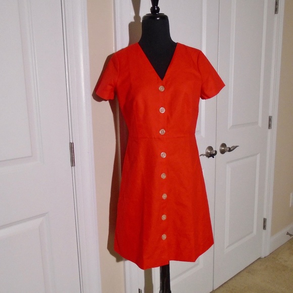 ANN TAYLOR NWT Cotton Linen Button Flare Dress 4P - Picture 4 of 9